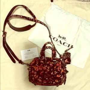 Coach Pink & black floral Rare Ace Satchel
